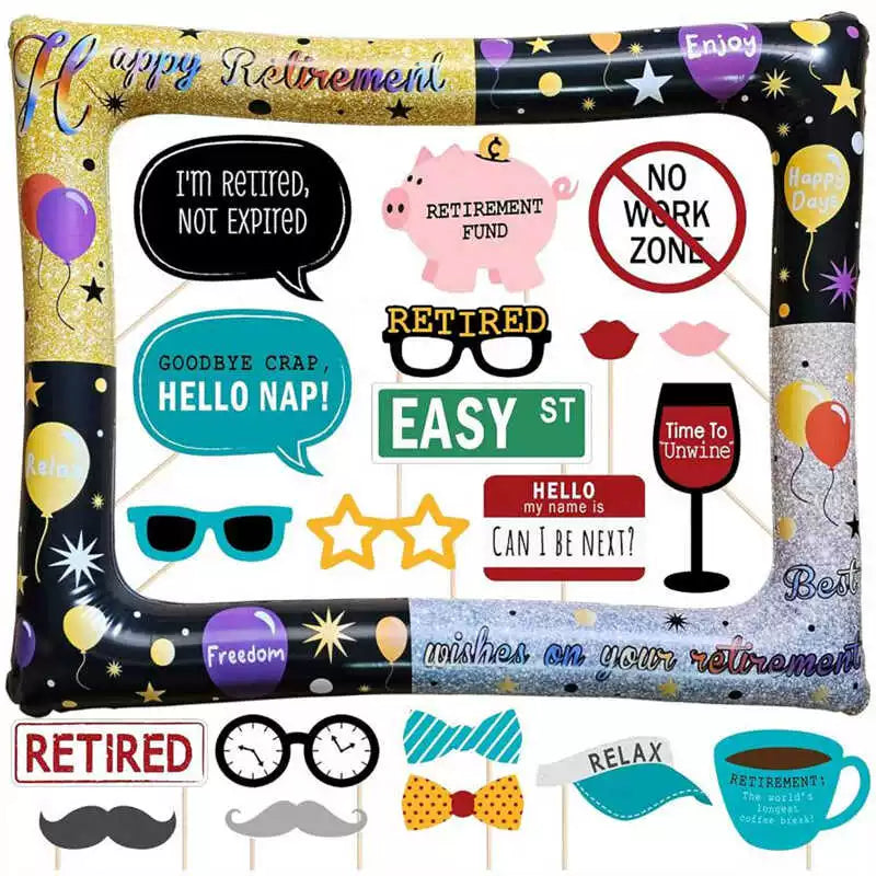 Retirement Party Inflatable Photo Booth Frame and Props Set