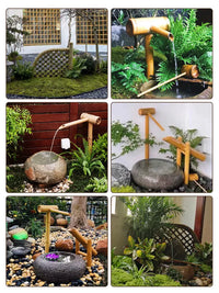 Japanese Garden Stone Basin Bamboo Water Feature Landscape Decor