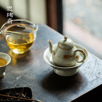 Handmade Japanese Wabi-Sabi Ceramic Teapot with Filter for Home Use