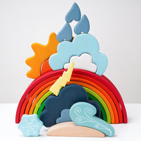 German Beechwood Pyramid Rainbow Stacking Blocks for Kids, Early Education Building Toy