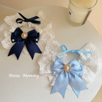 Vintage Lace Bow Pet Bib Collar for Cats and Small Dogs, Princess Wedding Decoration