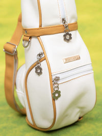 Women's Lightweight Golf Bag with Crown Decor, Portable Single Shoulder Wine Red Ball Pouch