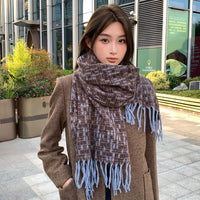 2025 Autumn/Winter Plaid Cashmere Blend Scarf Shawl for Women