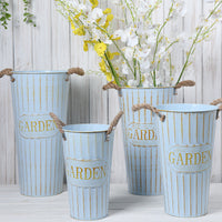 Vintage Galvanized Metal Flower Bucket for Floral Arrangements and Home Decor