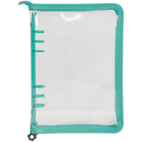 A5/A6 Glitter Zipper Transparent Loose-Leaf Notebook with 6-Hole Card Holder for Journaling & Collecting