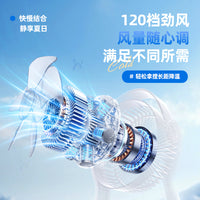 USB Rechargeable Portable Fan with Remote Control, LED Light, and Wall Mount for Desk, Office, and Outdoor Use