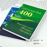 A4 Lined Notebook, 55gsm, 400 Pages, Extra Thick, Simple Design for Students, Math Practice, and Sketching