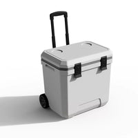 Portable 38L Insulated Cooler Box with Wheels and Handle for Fishing Camping Picnics