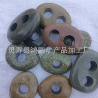 Aquarium Plant Fixing Stone with Double Holes, Landscaping Pebble for Aquatic Plants, Hiding Cave Base
