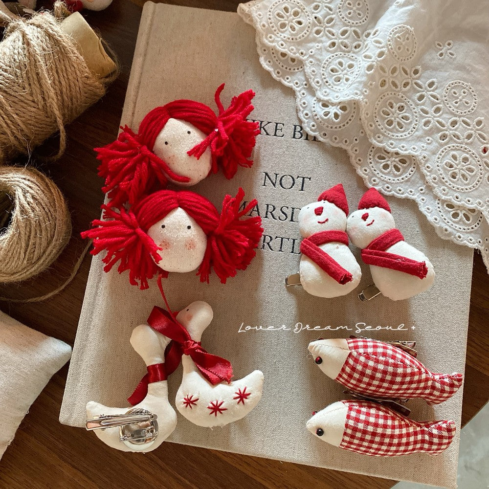 Korean Ins Style Red New Year Christmas Brooch for Girls, Cute Cartoon Sweet Clothes Accessory