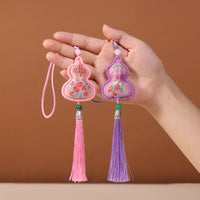 Vintage Embroidered Gourd Sachet Pendant Car Hanging Ornament