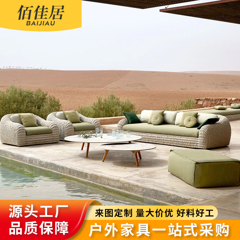 Outdoor Wicker Sofa Set for Hotel Living Room, Open-Air Countryside B&B, Villa Courtyard, Garden Leisure Bird's Nest Rattan Chair