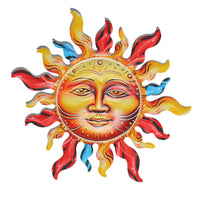 Iron Art Sun Face Wall Decor for Garden Patio Indoor Living Room