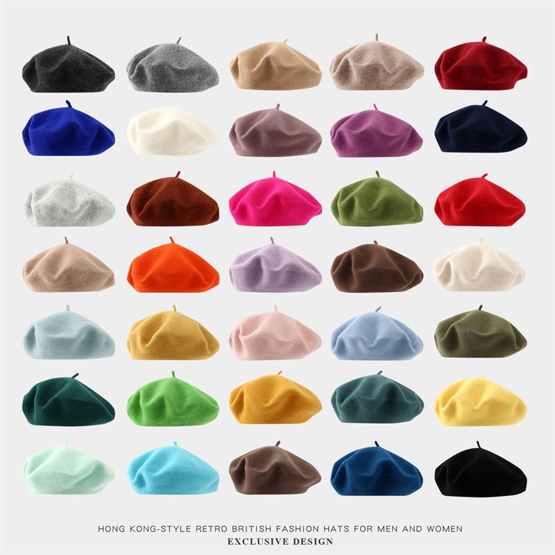 Women's Pure Wool Beret Hat for Winter - Vintage Style Artist Beanie