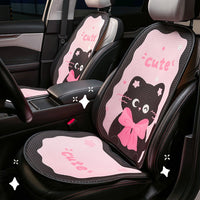 Summer Ice Silk Breathable Car Seat Cushion with Cute Cat Design, Universal Non-Slip