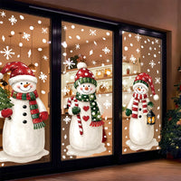 Large Christmas Snowman Window Clings PVC Cartoon Holiday Party Decor