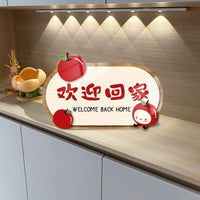 Lucky Cat Welcome Home Entrance Decor Crystal Porcelain Painting