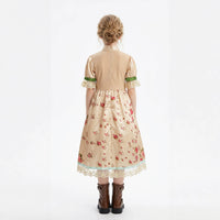 Girls' Little Red Riding Hood Costume Dress with Cape for Halloween Cosplay