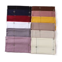 Mercerized Cotton Jersey Scarf with Clover Rhinestone Design, Breathable and Elastic