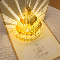 Birthday Music Light Recording Cake Greeting Card with Gold Foil Envelope