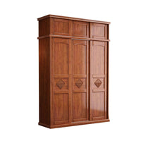 Chinese Solid Wood Walnut Wardrobe with Sliding Mirror Door for Bedroom Storage, Small Apartment Closet
