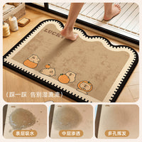 Cartoon Diatomaceous Earth Bath Mat for Bathroom, Super Absorbent Non-Slip Floor Mat for Sink, Toilet, and Doorway
