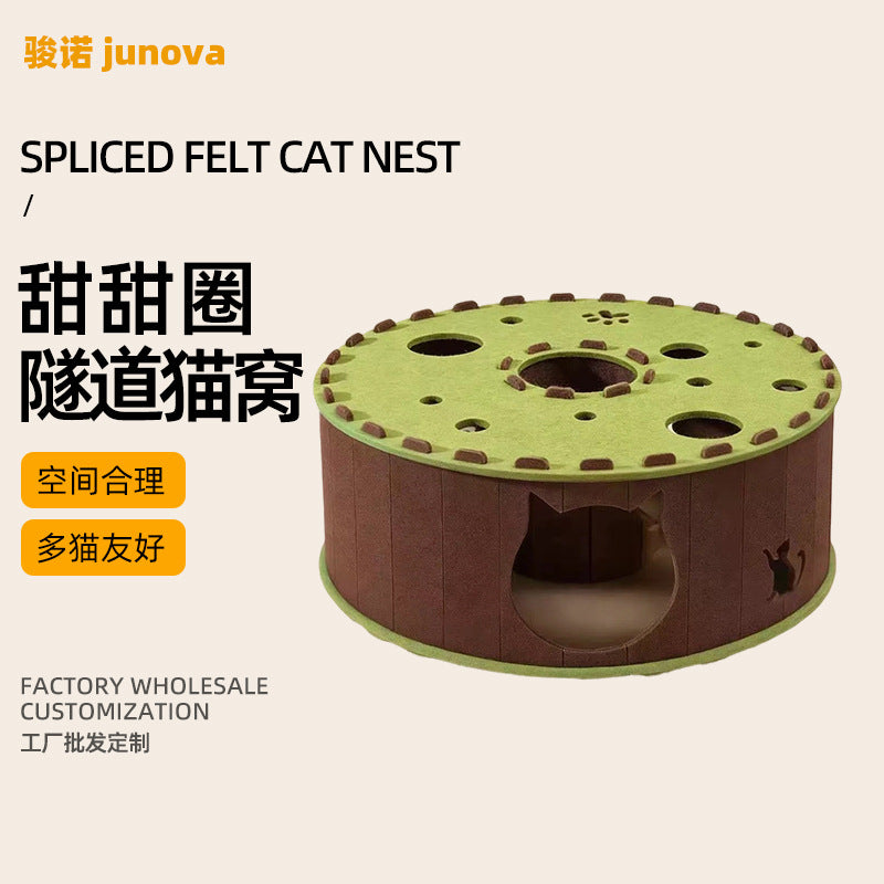 Multi-Layer Cat Tree Condo with Enclosed Sleeping Cave for All Seasons