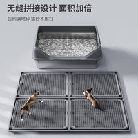 Stainless Steel Cat Litter Box with Anti-Splash Hood and Litter Mat