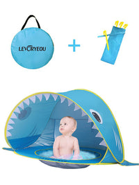 Automatic Pop-Up Kids Beach Tent with UV Protection - Portable Shark Design Play Tent