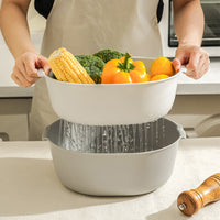 Multi-layer Thickened Draining Basket for Kitchen, Large Capacity Washing Basin, Multifunctional Plastic Strainer