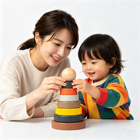 Wooden Rainbow Stacking Tower Educational Toy for Kids