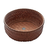 Handwoven Rattan Storage Basket Round Fruit Tray Bamboo Woven Snack Basket