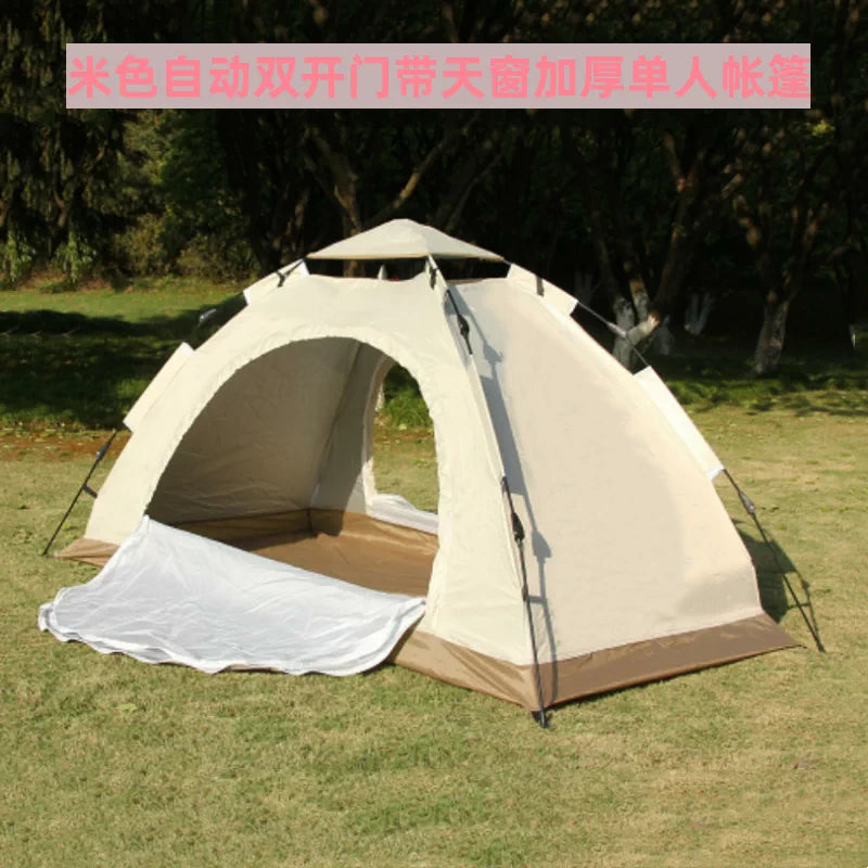 Automatic Pop-Up Single Person Camping Tent with Double Doors, Lightweight & Thickened for Outdoor/Indoor Use