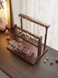 Wooden Jewelry Display Stand for Bracelets, Necklaces, Watches, and Keys - Entryway Organizer