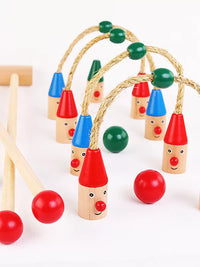 Kids Wooden Croquet Set Indoor Outdoor Parent-Child Interactive Sensory Training Game Educational Toy