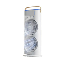 USB Rechargeable Dual-Head Misting Fan with Remote, Portable Oscillating Cooling Humidifier for Home and Office