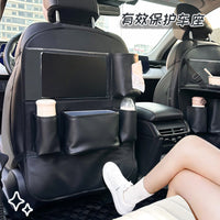 Car Backseat Organizer with Storage Pockets, Wear-Resistant PU Leather Seat Back Protector
