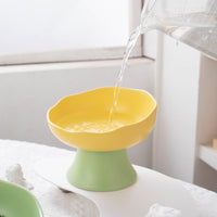 Ceramic Elevated Cat Dog Bowl for Food and Water, Tilted Design, Large Capacity, Anti-Spill Pet Feeder