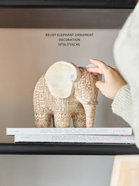 Wabi-Sabi Style Retro Embossed Elephant Lucky Ornament for Living Room Office Decor