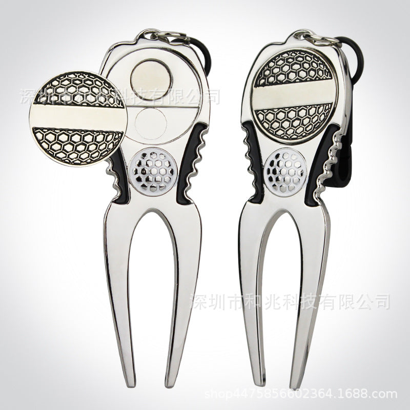 Golf Divot Repair Tool with Ball Marker, Aluminum Alloy