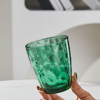 Nordic Creative Colored Glass Tumbler Set for Juice Milk Water, Diamond Pattern