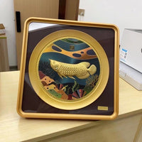Golden Dragon Fish Gold Foil Art Ornament for Office and Home Decor
