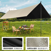 Thickened Oxford Cloth Black Glue Tarp for Outdoor Camping Picnic Beach Sunshade Rain Shelter