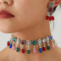 Ethnic Retro Necklace & Earrings Set - Bohemian Style Jewelry
