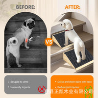 Wooden Pet Ramp Stairs for Small Dogs and Cats, Low Angle Pet Climbing Ladder