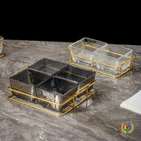 Nordic Style Acrylic Divided Serving Tray with Stand and Lid for Snacks and Appetizers