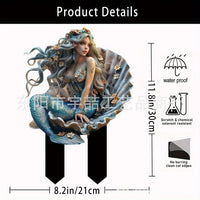 Bohemian Fairy and Bonsai Cat Garden Decor Yard Plaque Acrylic Outdoor Garden Stake