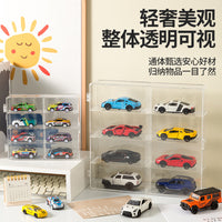 Diecast Car Model Display Case with 8 Compartments for 1:32 and 1:64 Scale Vehicles