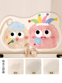 Cartoon Diatomaceous Earth Bath Mat, Non-Slip Absorbent Bathroom Floor Mat for Home