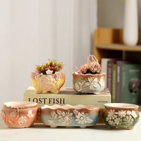 Ceramic Succulent Planter Pots with Breathable Design for Home and Garden